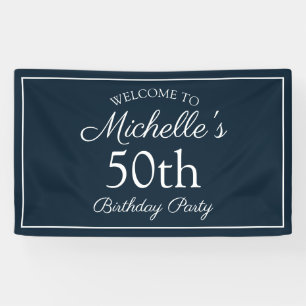 Navyblau-weiße 50. Geburtstagsfeier Banner