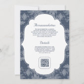Navyblau Weiße Spitze Coquette-Schleife QR-Code Ho Einladung (Rückseite)