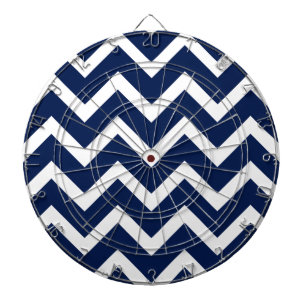 Navyblau-weißes Chevron-Zickzack-Muster Dartscheibe