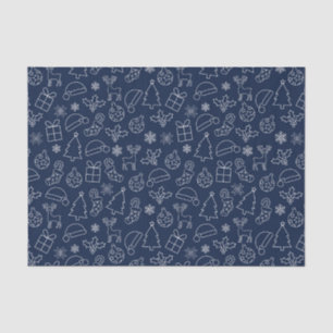 Navyblau-weißes Winter-Weihnachtsmuster Seidenpapier
