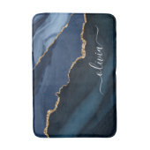 Navyblaue Achat-Geode Gold-Monogramm Badematte (Vorderseite Vertikal)