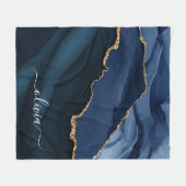 Navyblaue Achat-Geode-Gold-Monogramm Fleecedecke (Vorderseite (Horizontal))