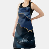 Navyblaue Achat-Geode Gold-Monogramm Schürze (InSitu)