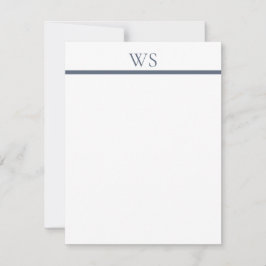 Navyblaue Bar-Monogramm-Flat-Notizkarte Mitteilungskarte