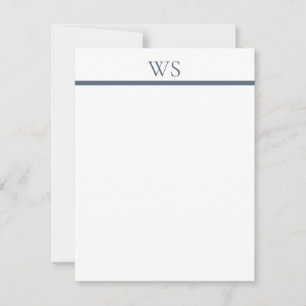 Navyblaue Bar-Monogramm-Flat-Notizkarte Mitteilungskarte