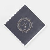Navyblaue Barock-Monogramm-Hochzeitsservietten Serviette (Ecke)