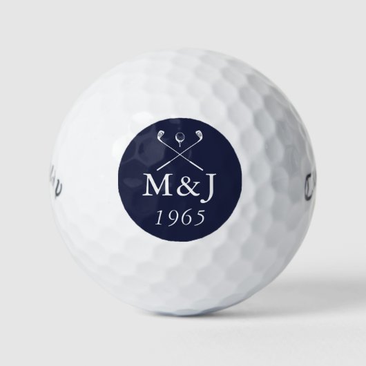 Navyblaue benutzerdefinierte Monogramm-Hochzeits-J Golfball (Vorderseite)