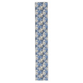 Navyblaue Blumen Elfenbein Blumen Tischläufer (Vorderseite)