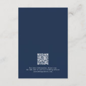 Navyblaue Blumen Hochzeit Kalligrafie QR Code Begleitkarte (Rückseite)