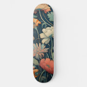 Navyblaue Blumen Skateboard (Vorderseite)