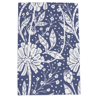 Navyblaue Blumengebilde im William-Morris-Stil Mittlere Geschenktüte