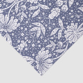 Navyblaue Blumengebilde im William-Morris-Stil Seidenpapier (Ausschnitt)