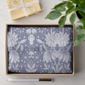 Navyblaue Blumengebilde im William-Morris-Stil Seidenpapier (Geschenk)