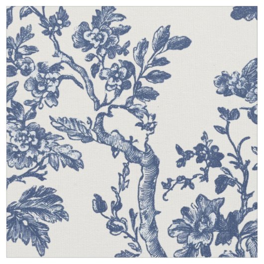 Navyblaue Blumenranken-Toile Stoff (Nahaufnahme)