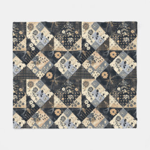 Navyblaue Creme-Quilt-Patchwork-Gingham-Patchwork Fleecedecke