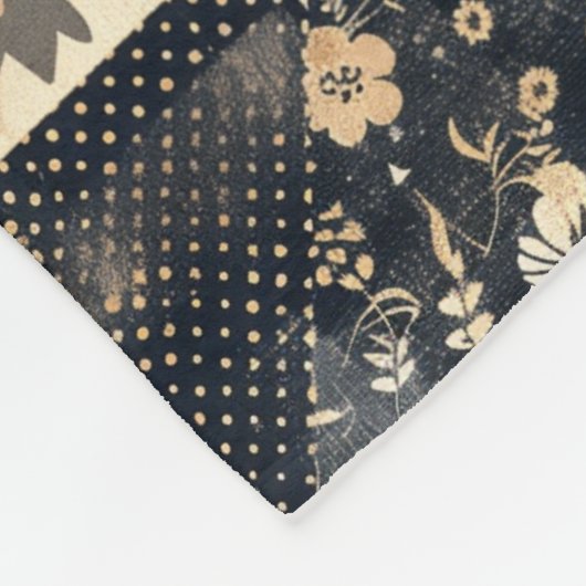 Navyblaue Creme-Quilt-Patchwork-Gingham-Patchwork Fleecedecke (Ecke)