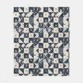 Navyblaue Creme-Quilt-Patchwork-Gingham-Patchwork Fleecedecke (Vorderseite)