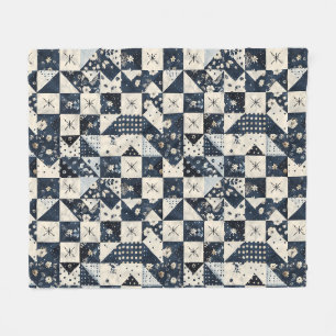Navyblaue Creme-Quilt-Patchwork-Gingham-Patchwork Fleecedecke