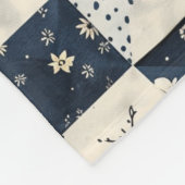 Navyblaue Creme-Quilt-Patchwork-Gingham-Patchwork Fleecedecke (Ecke)