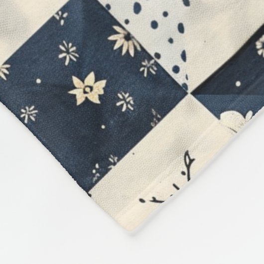 Navyblaue Creme-Quilt-Patchwork-Gingham-Patchwork Fleecedecke (Ecke)