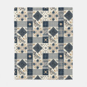 Navyblaue Creme-Quilt-Patchwork-Gingham-Patchwork Fleecedecke (Vorderseite)
