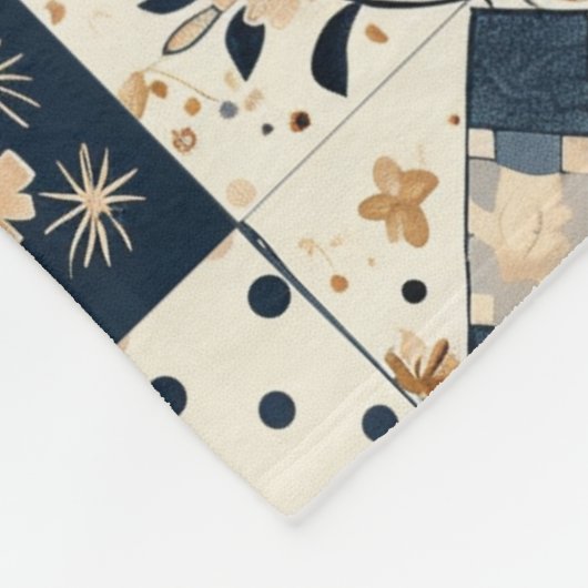 Navyblaue Creme-Quilt-Patchwork-Gingham-Patchwork Fleecedecke (Ecke)