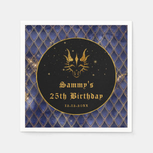 Navyblaue Drachenschuppen Gold-Faux-Glitter Geburt Serviette
