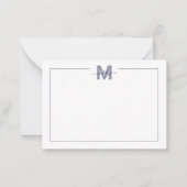 Navyblaue einfache minimalistische Monogramm Mitteilungskarte (Vorderseite)