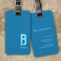 Navyblaue Einzelfarbe Cyan Initialen und Name
