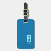 Navyblaue Einzelfarbe Cyan Initialen und Name Gepäckanhänger (Vorderseite vertikal)