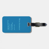 Navyblaue Einzelfarbe Cyan Initialen und Name Gepäckanhänger (Rückseite horizontal)