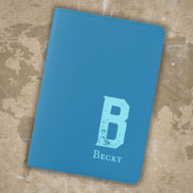 Navyblaue Einzelfarbe Cyan Initialen und Name