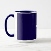 Navyblaue Einzelfarbe, weißer Text, Tasse (Links)