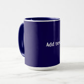 Navyblaue Einzelfarbe, weißer Text, Tasse (Vorderseite Links)