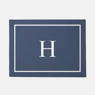 Navyblaue elegante moderne Monogramm Fußmatte