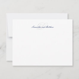 Navyblaue elegante Schrift Anfangsmonogramm Mitteilungskarte