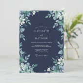 Navyblaue etherische Waldhochzeit Einladung (Stehend Vorderseite)