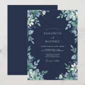 Navyblaue etherische Waldhochzeit Einladung (Vorne/Hinten)