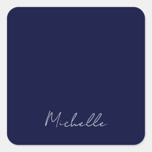 Navyblaue Farbe schlichte moderne eigene Namens-Ka Quadratischer Aufkleber