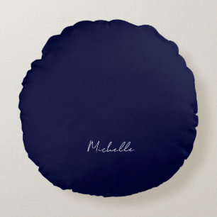 Navyblaue Farbe schlichte moderne eigene Namens-Ka Rundes Kissen