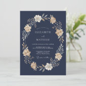 Navyblaue feierliche Abendhochzeit Einladung (Stehend Vorderseite)