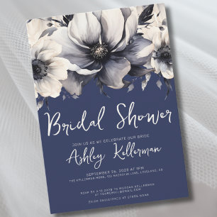 Navyblaue Florale Brautparty Einladung