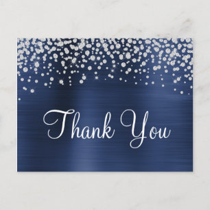 Navyblaue Folie Diamond Konfetti Danke Postkarte