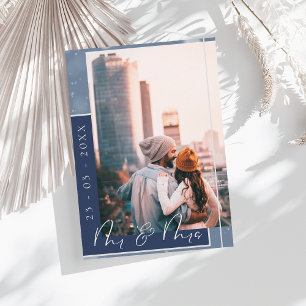 Navyblaue Fotokarte zum Speichern des Datums Save The Date