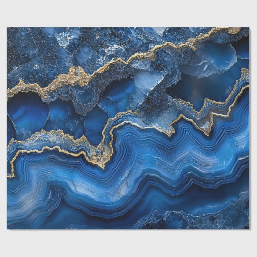 Navyblaue Geode Scheibe mit Goldadern Geschenkpapier (Flach)