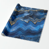 Navyblaue Geode Scheibe mit Goldadern Geschenkpapier (Ungerollt)