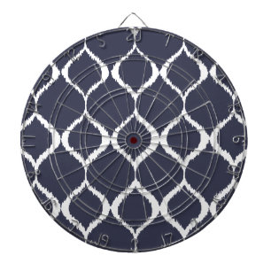 Navyblaue geometrische Ikat-Stammesdruck-Muster Dartscheibe