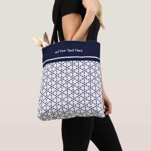 Navyblaue geometrische Muster auf Weiß Tasche