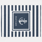 Navyblaue gestreifte nautische Anker Bootname Fleecedecke (Vorderseite (Horizontal))