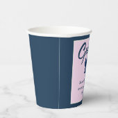 Navyblaue Gingham-Schleifen-Abschlussfeier-Papierb Pappbecher (Rechts)